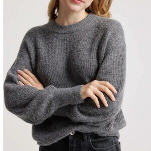 Quince Baby Alpaca-Wool Crew, Charcoal, Size Large